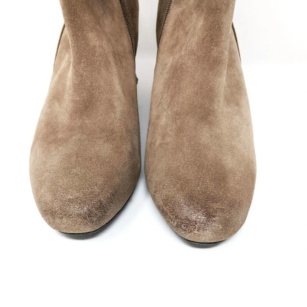 Vince Camuto Womens 10 Melisi Leather Brown Suede Wedge Zip Ankle Booties Boots - Picture 6 of 12